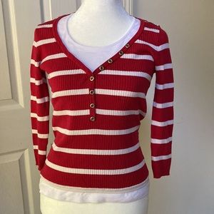Women’s Lightweight, 3/4-Sleeve, Layered Look Sweater, Size S